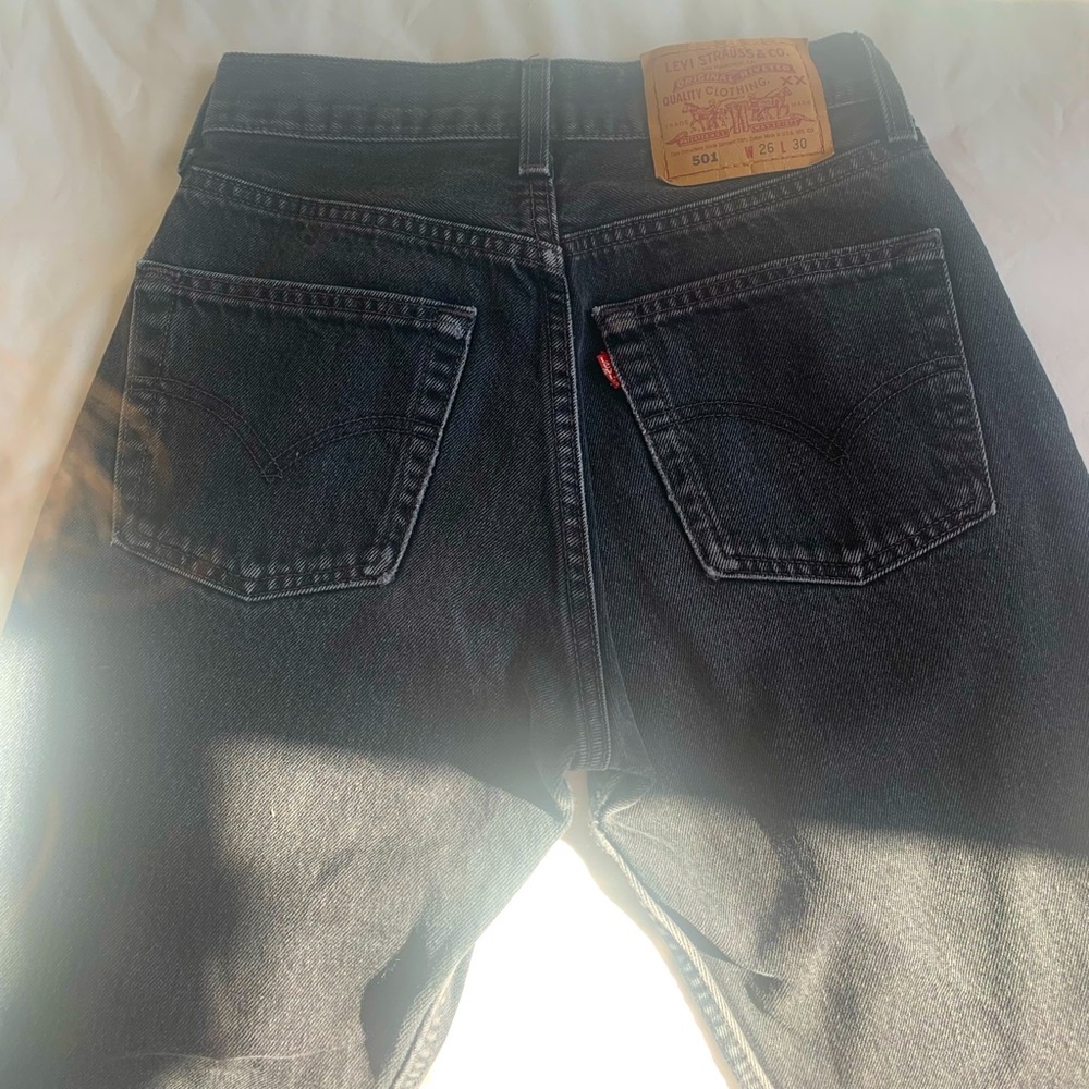 Vintage 501's. Jet black with faded back and knees SZ 24
